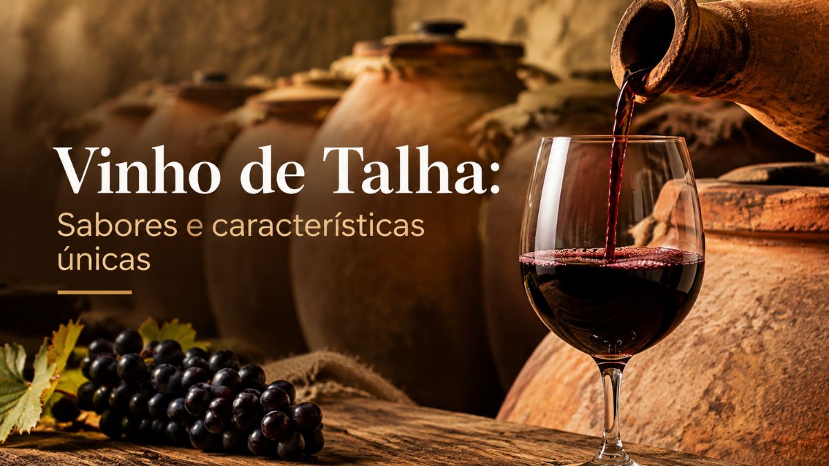 Taça com vinho a ser servido de um recipiente de cerâmica tradicional com talhas de barro e uvas no cenário